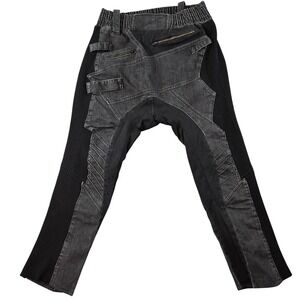 Demobaza Jeans Mens 40x28‎ Gray Tapered Relaxed Charcoal Wash Elastic Waist